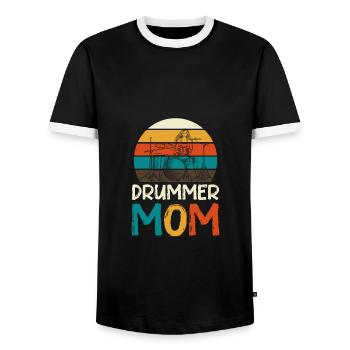 Drummer Drums Music Band Drums Drum - Men's Ringer Shirt - black/white - Front - AI Model Female 172 light (172cm) & AI Model Male 178 light (178cm)