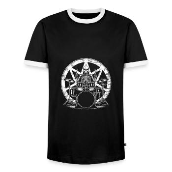 Drummer Skull Skelett am Drumset - Männer Kontrast-T-Shirt - Schwarz/Weiß - Vorne - AI Model Female 172 light (172cm) & AI Model Male 178 light (178cm)