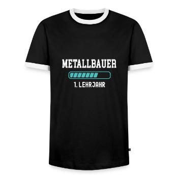 Metallbauer Ausbildung 1 Lehrjahr Ausbildungsjahr - Männer Kontrast-T-Shirt - Schwarz/Weiß - Vorne - AI Model Female 172 light (172cm) & AI Model Male 178 light (178cm)