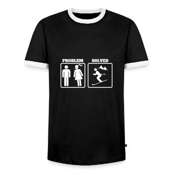 Drôle de montagne Ski Cadeau - T-shirt contrasté Homme - noir/blanc - Devant - AI Model Female 172 light (172cm) & AI Model Male 178 light (178cm)