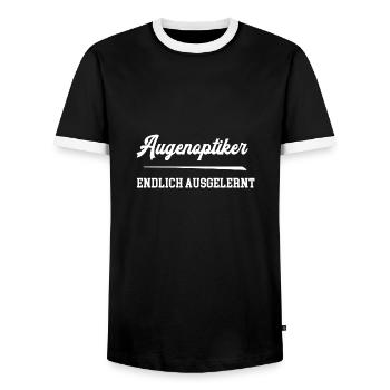 Augenoptiker Endlich Ausgelernt Lehre Azubi Beruf - Männer Kontrast-T-Shirt - Schwarz/Weiß - Vorne - AI Model Female 172 light (172cm) & AI Model Male 178 light (178cm)