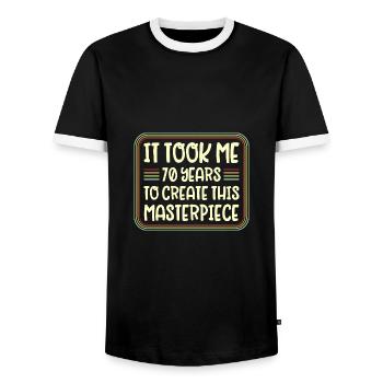 70 ans pour créer ce chef-d’œuvre Retro - T-shirt contrasté Homme - noir/blanc - Devant - AI Model Female 172 light (172cm) & AI Model Male 178 light (178cm)