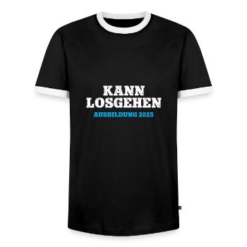 Kann Losgehen Ausbildung 2025 Ausbildungsstart 25 - Männer Kontrast-T-Shirt - Schwarz/Weiß - Vorne - AI Model Female 172 light (172cm) & AI Model Male 178 light (178cm)