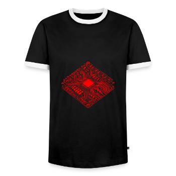CPU anatomique et PCB - Cool Computer Scientists - T-shirt contrasté Homme - noir/blanc - Devant - AI Model Female 172 light (172cm) & AI Model Male 178 light (178cm)