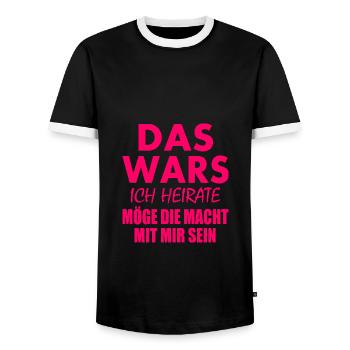 Das wars ich heirate - Männer Kontrast-T-Shirt - Schwarz/Weiß - Vorne - AI Model Female 172 light (172cm) & AI Model Male 178 light (178cm)