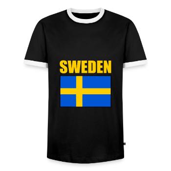Suède - T-shirt contrasté Homme - noir/blanc - Devant - AI Model Female 172 light (172cm) & AI Model Male 178 light (178cm)