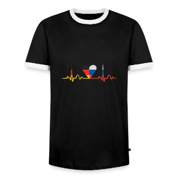 Herzschlag Deutsch Russe Herz Russisch Outfit für - Männer Kontrast-T-Shirt - Schwarz/Weiß - Vorne - AI Model Female 172 light (172cm) & AI Model Male 178 light (178cm)