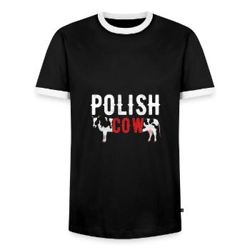 Polish Cow Polnische Kuh - Männer Kontrast-T-Shirt - Schwarz/Weiß - Vorne - AI Model Female 172 light (172cm) & AI Model Male 178 light (178cm)
