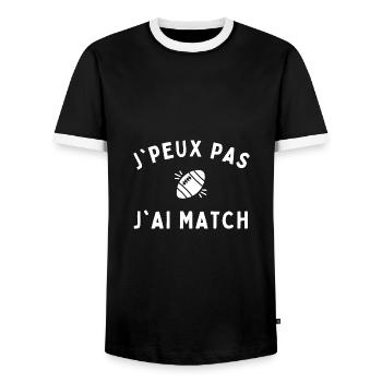 humour rugby je peux pas j'ai match - T-shirt contrasté Homme - noir/blanc - Devant - AI Model Female 172 light (172cm) & AI Model Male 178 light (178cm)