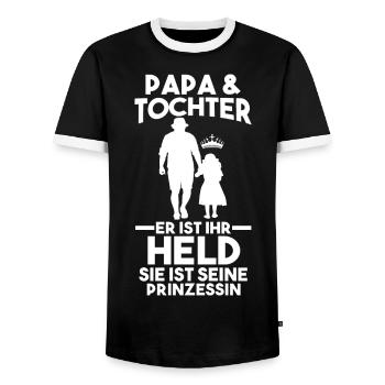 Papa Und Tochter Vater Prinzessin Vatertag - Männer Kontrast-T-Shirt - Schwarz/Weiß - Vorne - AI Model Female 172 light (172cm) & AI Model Male 178 light (178cm)