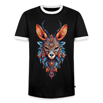 Conception de Mandala gazelle africaine - T-shirt contrasté Homme - noir/blanc - Devant - AI Model Female 172 light (172cm) & AI Model Male 178 light (178cm)