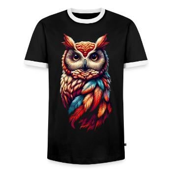 Eule Kunst Geschenk Geburtstag - Männer Kontrast-T-Shirt - Schwarz/Weiß - Vorne - AI Model Female 172 light (172cm) & AI Model Male 178 light (178cm)