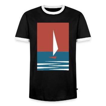 Voilier (Edition Simple) - T-shirt contrasté Homme - noir/blanc - Devant - AI Model Female 172 light (172cm) & AI Model Male 178 light (178cm)