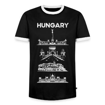Hongrie Drapeau Union européenne Cadeau - T-shirt contrasté Homme - noir/blanc - Devant - AI Model Female 172 light (172cm) & AI Model Male 178 light (178cm)