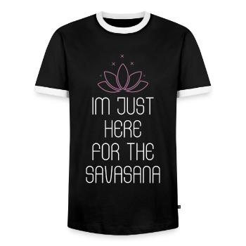 Cadeau de yoga Savasana - T-shirt contrasté Homme - noir/blanc - Devant - AI Model Female 172 light (172cm) & AI Model Male 178 light (178cm)