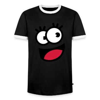 funnyface - Men's Ringer Shirt - black/white - Front - AI Model Female 172 light (172cm) & AI Model Male 178 light (178cm)