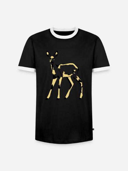 reh - Männer Kontrast-T-Shirt - Schwarz/Weiß