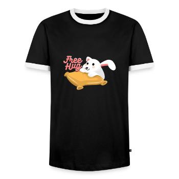 Lièvre étreinte - T-shirt contrasté Homme - noir/blanc - Devant - AI Model Female 172 light (172cm) & AI Model Male 178 light (178cm)