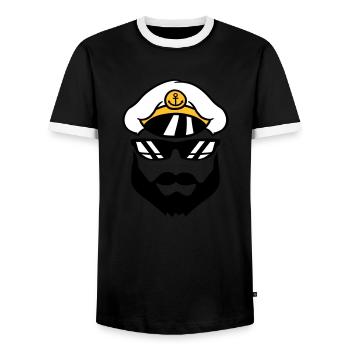 kapitaen muetze matrose seemann schiff crew team s - Männer Kontrast-T-Shirt - Schwarz/Weiß - Vorne - AI Model Female 172 light (172cm) & AI Model Male 178 light (178cm)