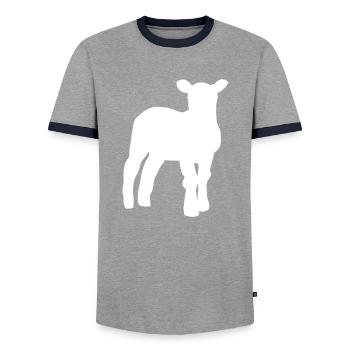 lamb - Men's Ringer Shirt - grey/navy  - Front - AI Model Female 172 light (172cm) & AI Model Male 178 light (178cm)