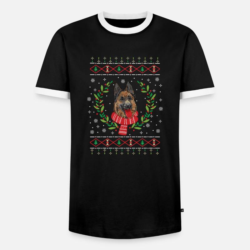 Schäferhund hässlicher Weihnachtspullover - Männer Kontrast-T-Shirt - Schwarz/Weiß