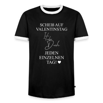 Scheiß auf Valentinstag Geschenkidee - Männer Kontrast-T-Shirt - Schwarz/Weiß - Vorne - AI Model Female 172 light (172cm) & AI Model Male 178 light (178cm)