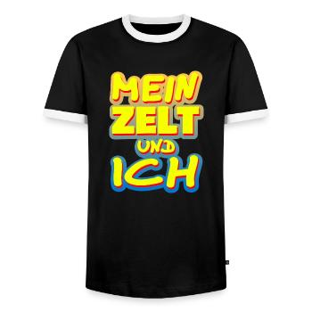 Mein Zelt - Männer Kontrast-T-Shirt - Schwarz/Weiß - Vorne - AI Model Female 172 light (172cm) & AI Model Male 178 light (178cm)