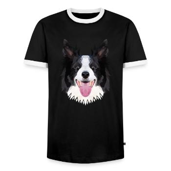 Polyart Border Collie - T-shirt contrasté Homme - noir/blanc - Devant - AI Model Female 172 light (172cm) & AI Model Male 178 light (178cm)