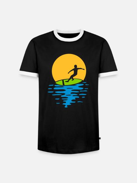 Evening Sun Surfer - Men's Ringer Shirt - black/white