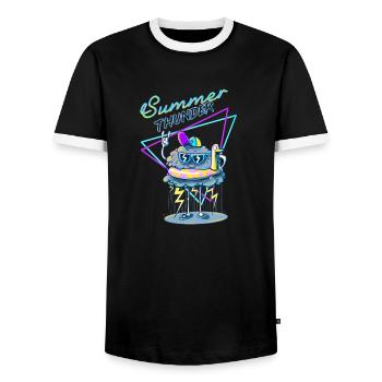 Sommersturm - Männer Kontrast-T-Shirt - Schwarz/Weiß - Vorne - AI Model Female 172 light (172cm) & AI Model Male 178 light (178cm)