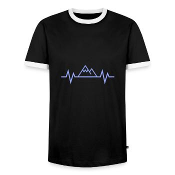 Herzschlag Berg - Männer Kontrast-T-Shirt - Schwarz/Weiß - Vorne - AI Model Female 172 light (172cm) & AI Model Male 178 light (178cm)