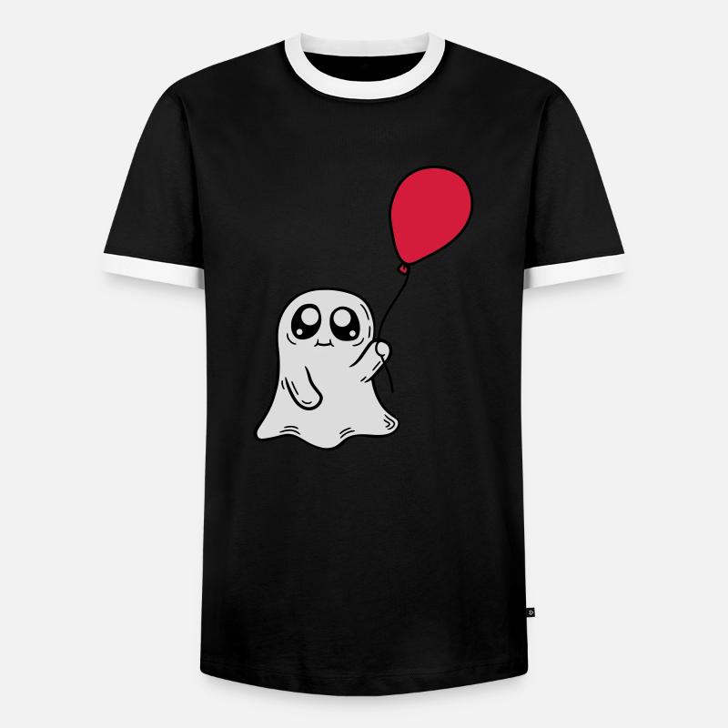 Süßer Geist hält Luftballon - Männer Kontrast-T-Shirt - Schwarz/Weiß