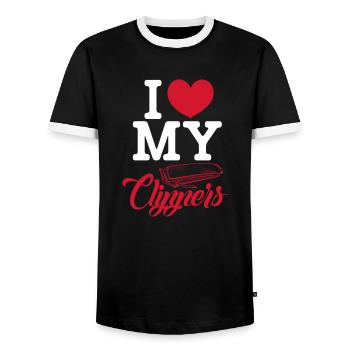 I love my clippers Design for a barber - Männer Kontrast-T-Shirt - Schwarz/Weiß - Vorne - AI Model Female 172 light (172cm) & AI Model Male 178 light (178cm)