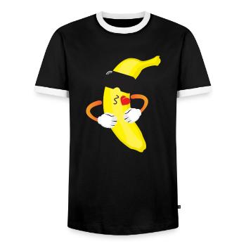Drôle de banane - T-shirt contrasté Homme - noir/blanc - Devant - AI Model Female 172 light (172cm) & AI Model Male 178 light (178cm)