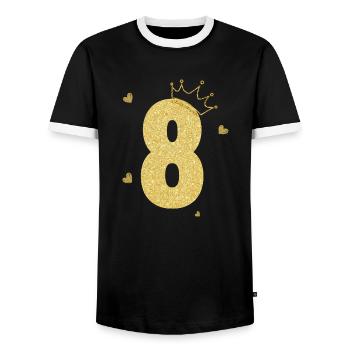 Goldene Krone zum 8-jährigen Jubiläum - Männer Kontrast-T-Shirt - Schwarz/Weiß - Vorne - AI Model Female 172 light (172cm) & AI Model Male 178 light (178cm)