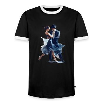Tanzsport ist eine kreative Ausdrucksform - Männer Kontrast-T-Shirt - Schwarz/Weiß - Vorne - AI Model Female 172 light (172cm) & AI Model Male 178 light (178cm)