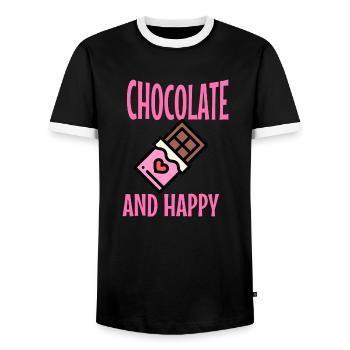 Schokolade und Glück: Eine himmlische Kombination - Männer Kontrast-T-Shirt - Schwarz/Weiß - Vorne - AI Model Female 172 light (172cm) & AI Model Male 178 light (178cm)