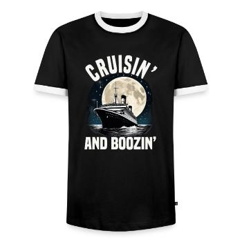 Cruising And Boozing Cruise Ship Vacation Group - Männer Kontrast-T-Shirt - Schwarz/Weiß - Vorne - AI Model Female 172 light (172cm) & AI Model Male 178 light (178cm)