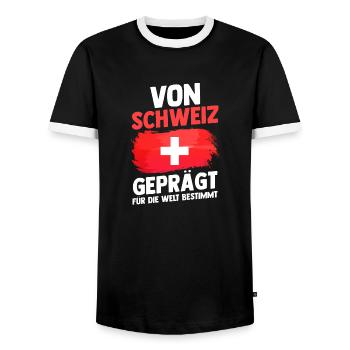 Suisse suisse - T-shirt contrasté Homme - noir/blanc - Devant - AI Model Female 172 light (172cm) & AI Model Male 178 light (178cm)