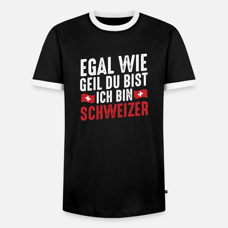 Schweizer Schweiz - Männer Kontrast-T-Shirt - Schwarz/Weiß