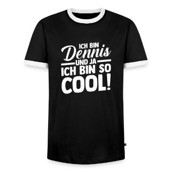 Prénom Dennis - T-shirt contrasté Homme - noir/blanc - Devant - AI Model Female 172 light (172cm) & AI Model Male 178 light (178cm)