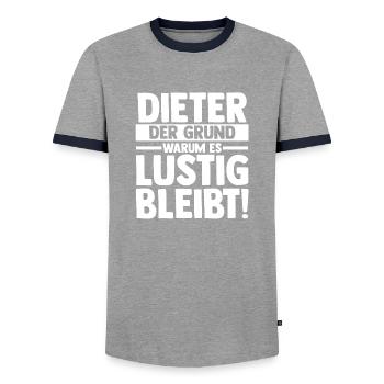 Vorname Dieter - Männer Kontrast-T-Shirt - Grau/Navy  - Vorne - AI Model Female 172 light (172cm) & AI Model Male 178 light (178cm)