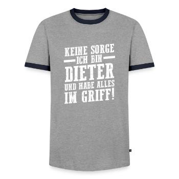 Vorname Dieter - Männer Kontrast-T-Shirt - Grau/Navy  - Vorne - AI Model Female 172 light (172cm) & AI Model Male 178 light (178cm)
