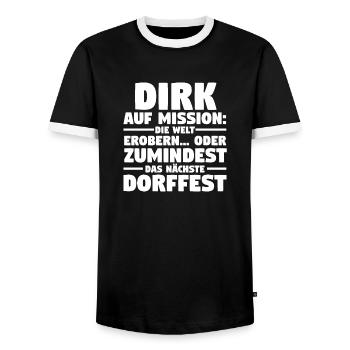 Prénom Dirk - T-shirt contrasté Homme - noir/blanc - Devant - AI Model Female 172 light (172cm) & AI Model Male 178 light (178cm)