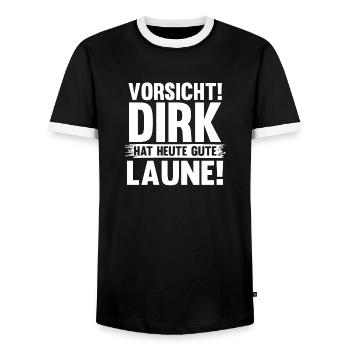 Prénom Dirk - T-shirt contrasté Homme - noir/blanc - Devant - AI Model Female 172 light (172cm) & AI Model Male 178 light (178cm)