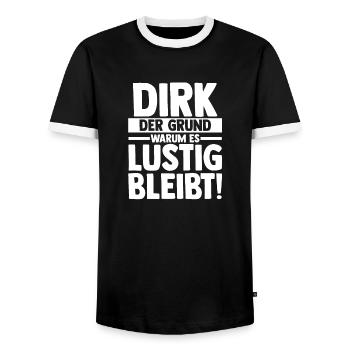 Prénom Dirk - T-shirt contrasté Homme - noir/blanc - Devant - AI Model Female 172 light (172cm) & AI Model Male 178 light (178cm)