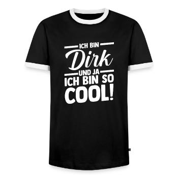 Prénom Dirk - T-shirt contrasté Homme - noir/blanc - Devant - AI Model Female 172 light (172cm) & AI Model Male 178 light (178cm)