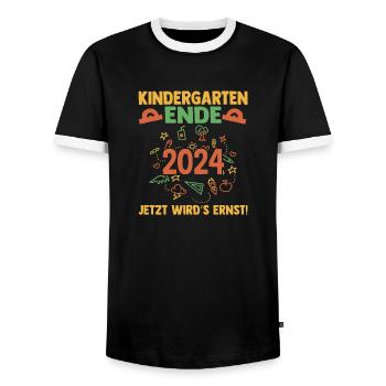13 Klasse Schulkind Schulanfang Kindergarten Kita - Männer Kontrast-T-Shirt - Schwarz/Weiß - Vorne - AI Model Female 172 light (172cm) & AI Model Male 178 light (178cm)