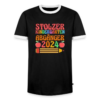 15 Klasse Schulkind Schulanfang Kindergarten Kita - Männer Kontrast-T-Shirt - Schwarz/Weiß - Vorne - AI Model Female 172 light (172cm) & AI Model Male 178 light (178cm)