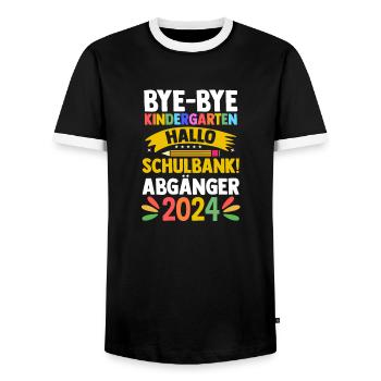 Garderie de la maternelle de la maternelle de 18e année - T-shirt contrasté Homme - noir/blanc - Devant - AI Model Female 172 light (172cm) & AI Model Male 178 light (178cm)
